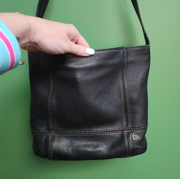 The Sak Black Pebbled Leather Shoulder Bag Hobo Purse